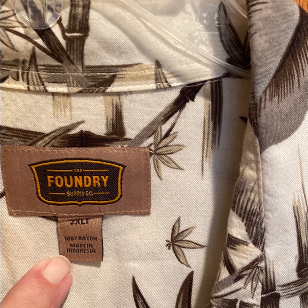 The Foundry Supply Co. Tropical Bamboo Shirt - White and Brown